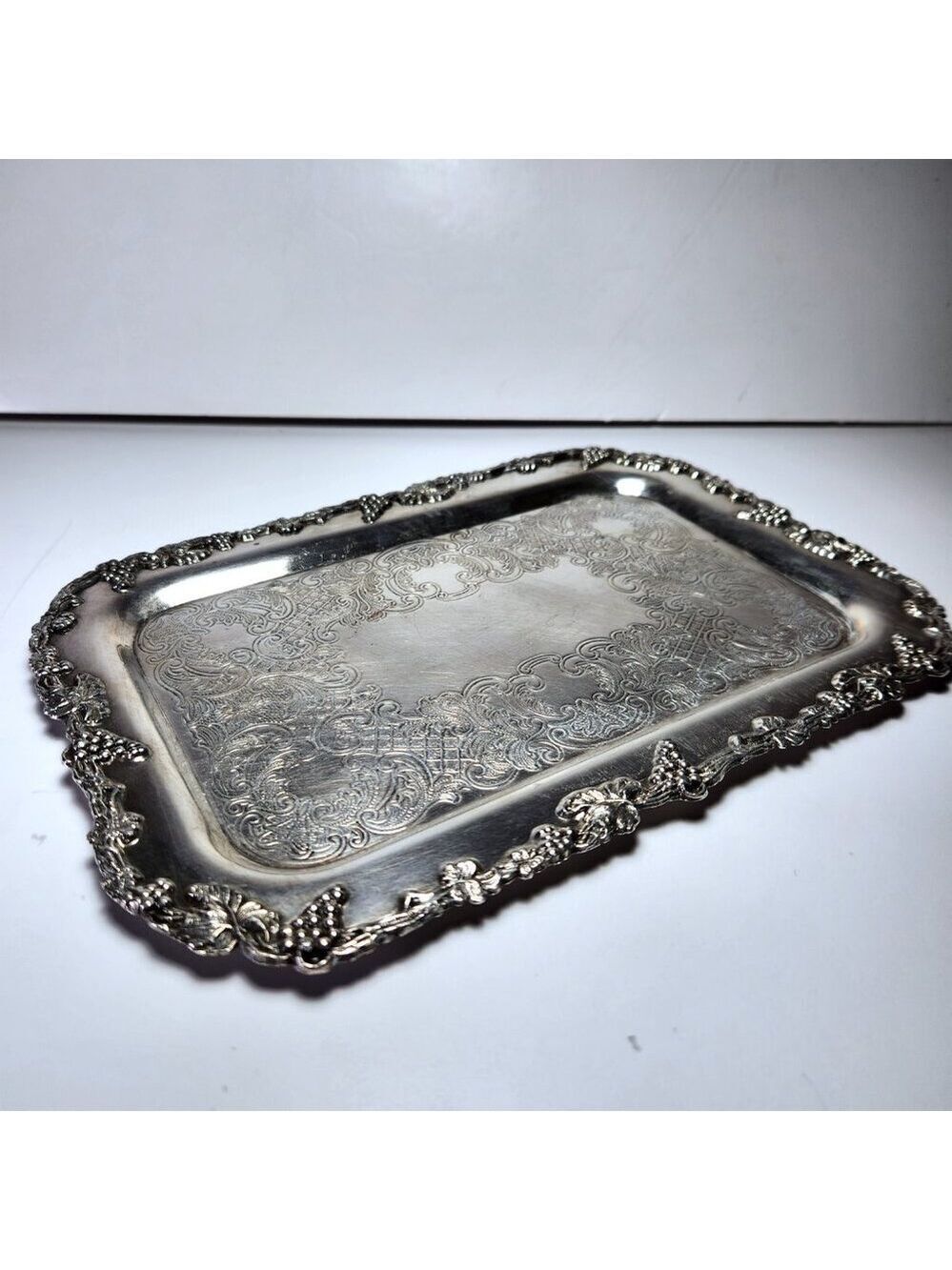 Vintage Essay EP on Copper Tray 9 3/4" x 7" Raised Grape Pattern